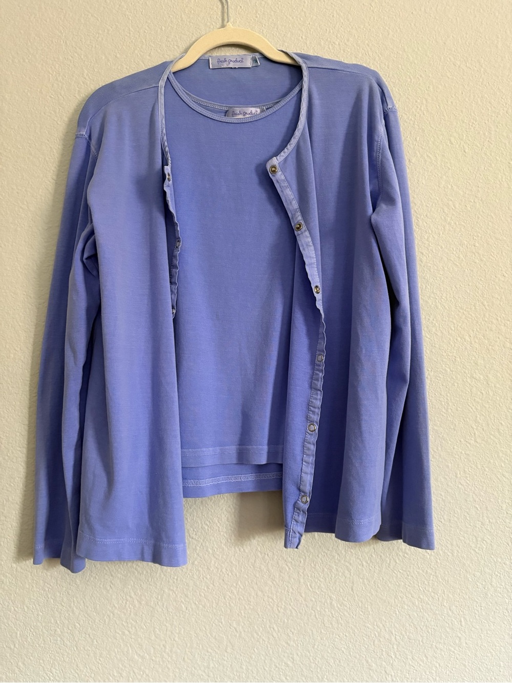 Fresh Produce Periwinkle Blue 2-Piece Twin Set (Tank & Button Cardigan) 1X 100%